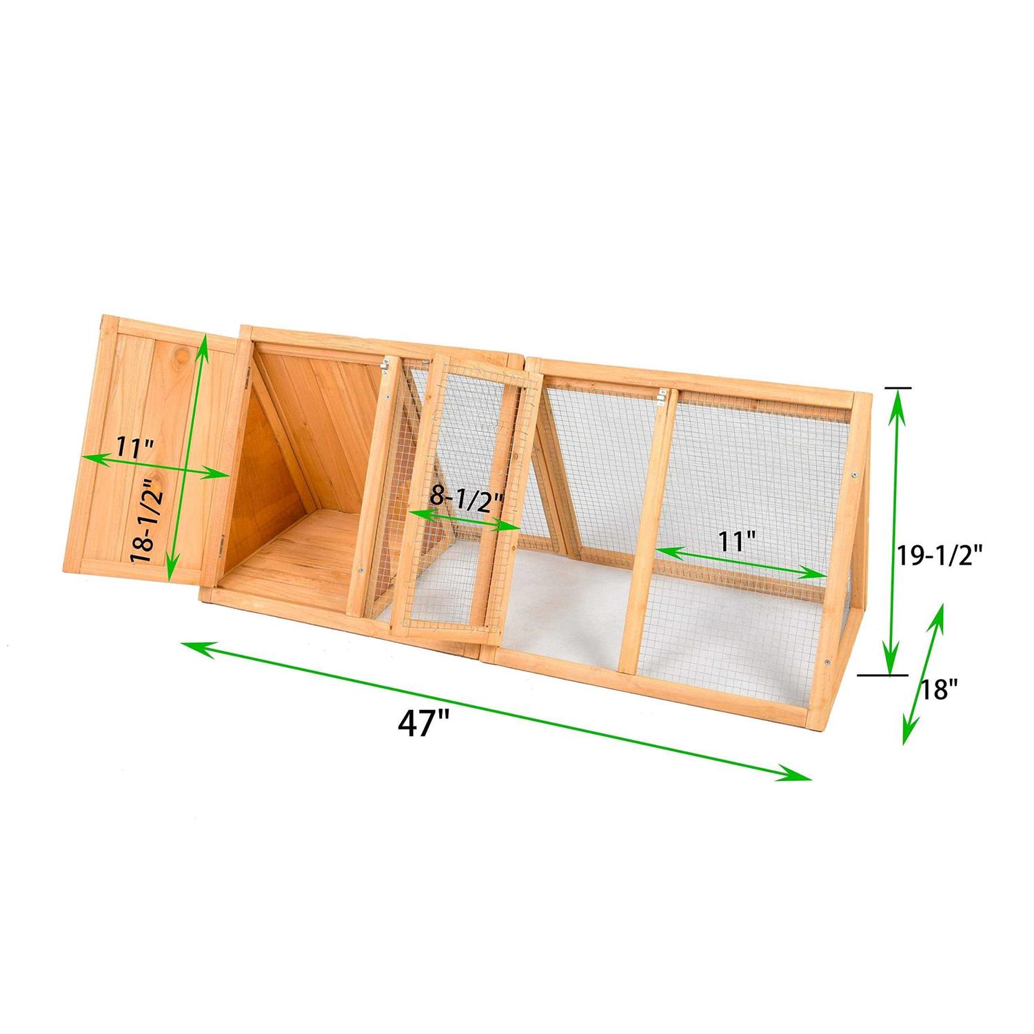 Rabbit Hutch Wooden Bunny Cage A-Frame Chicken Coop for Small Animals - Healthber