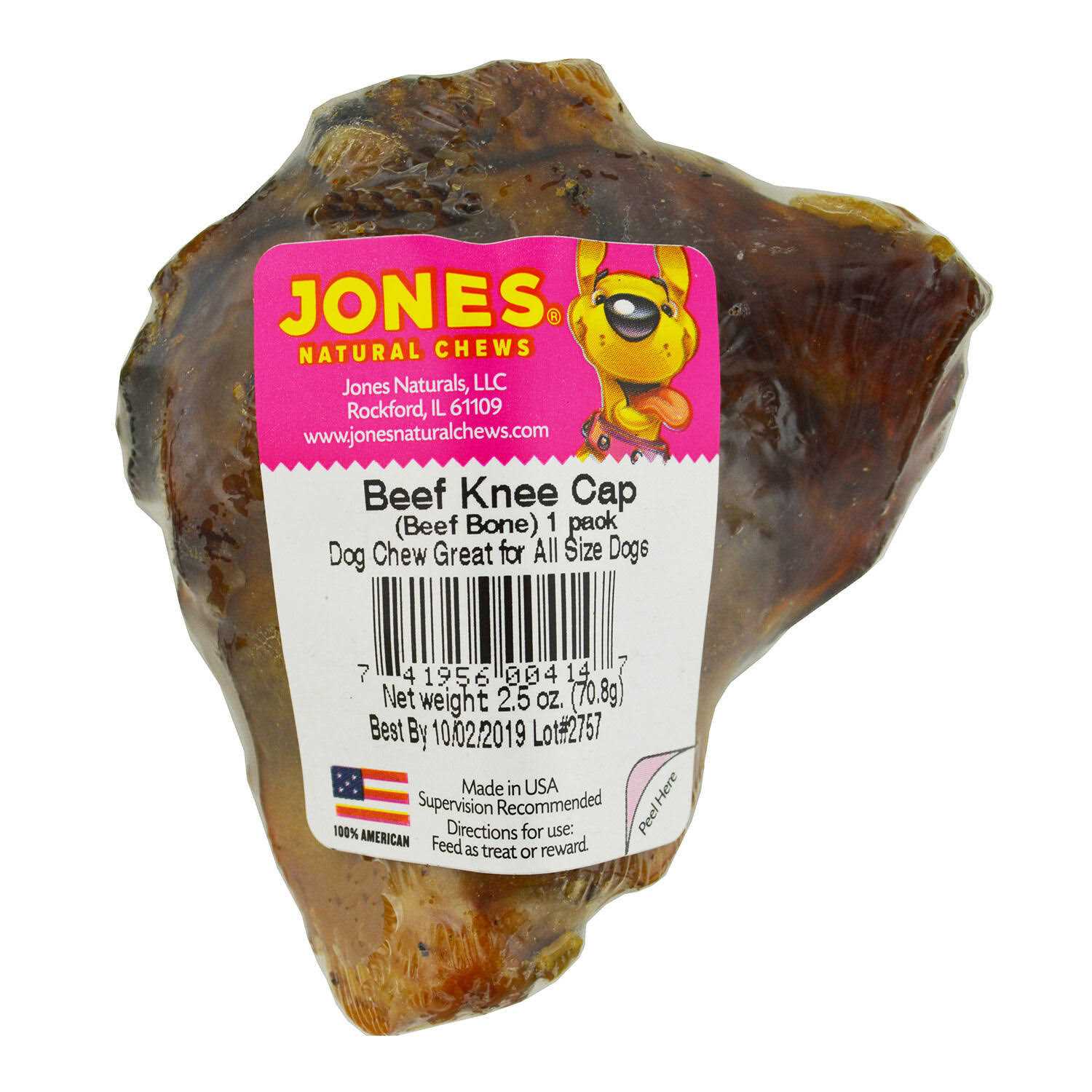 Jones Natural Chews Beef Knee Cap Dog Treat - Healthber