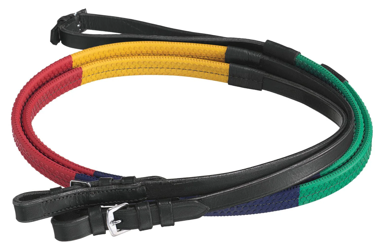 Tough1 Silver Fox Rubber Grip Schooling Reins - Healthber