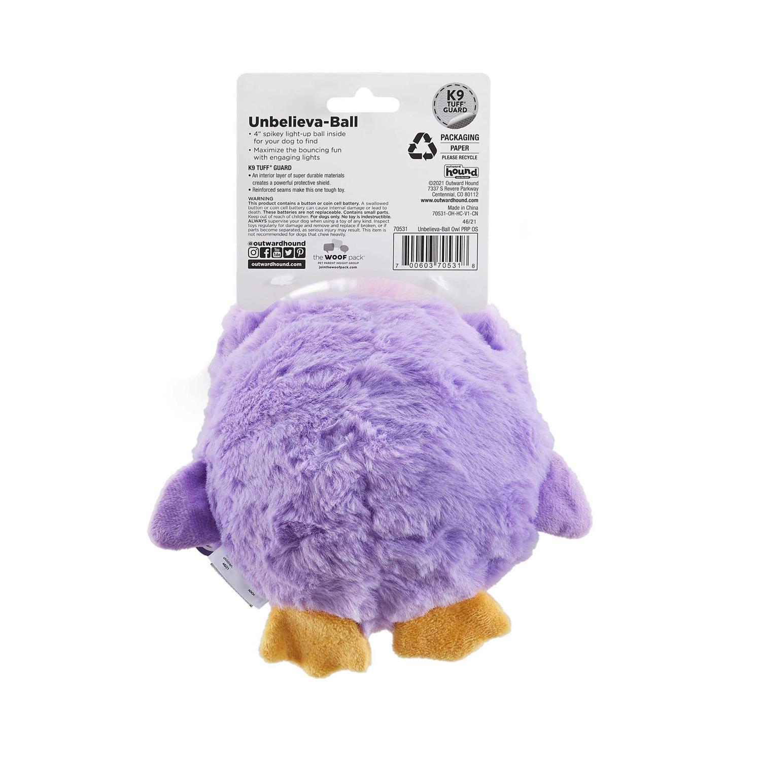 Outward Hound Unbelieva-Ball Owl Interactive Plush Toy with Light up Dog Ball - Healthber