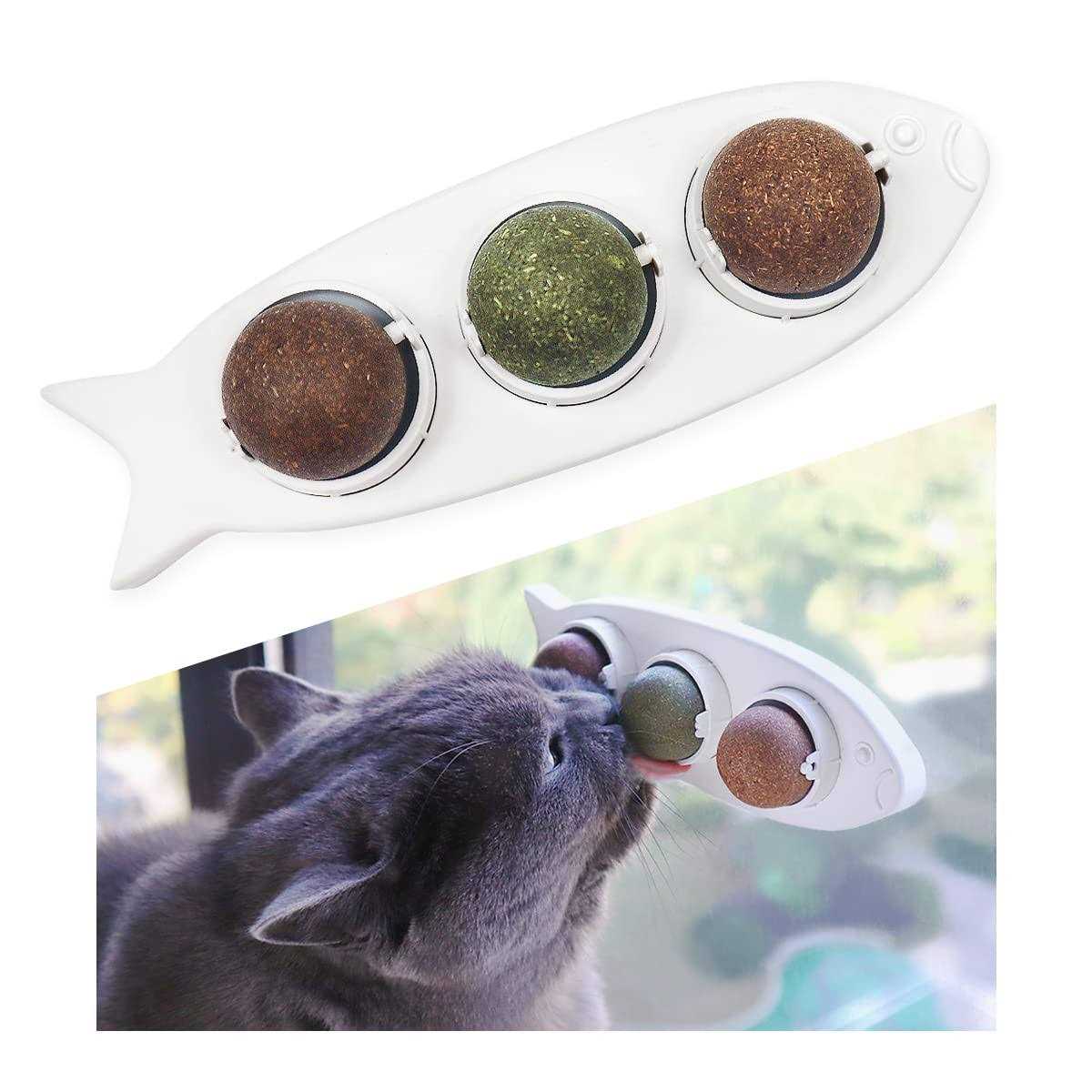 Snow Pet Magic Catnip Wall Balls Toys for Cats Wall Treats Kitten Treat Toys Indoor Catnip Ball Toys Teeth Cleaning Chew Silvervine Catnip Balls - Healthber