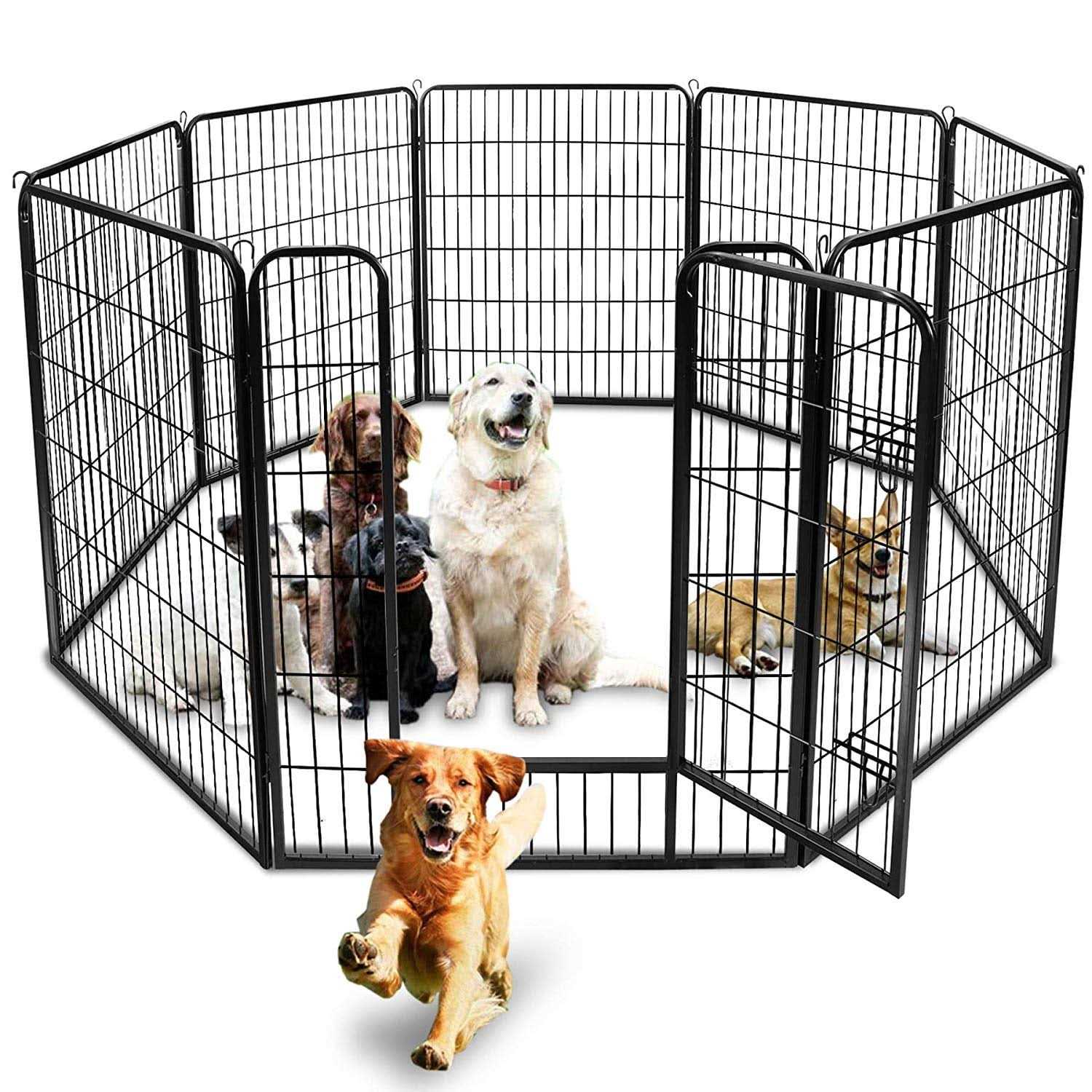 ZENSTYLE 39 Height Foldable Metal Exercise Pen & Pet Playpen Puppy Cat Exercise Fence Barrier Playpen Kennel - Healthber
