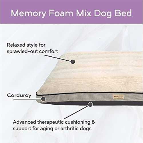 Pooch Planet Large Memory Foam Mix Dog Bed Plush Mattress w/Removable Washable Cover - Healthber