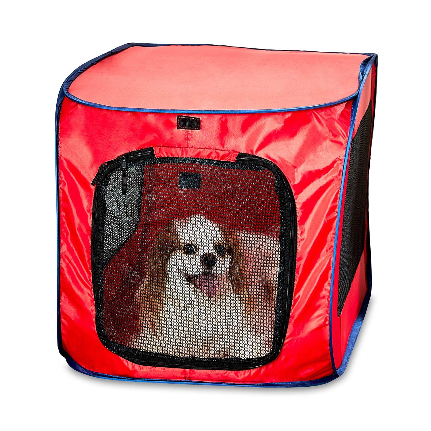 Vibrant Life Dog Kennels One Piece Soft-Sided 32 inch Pop-up Mesh Pet Kennel - Healthber