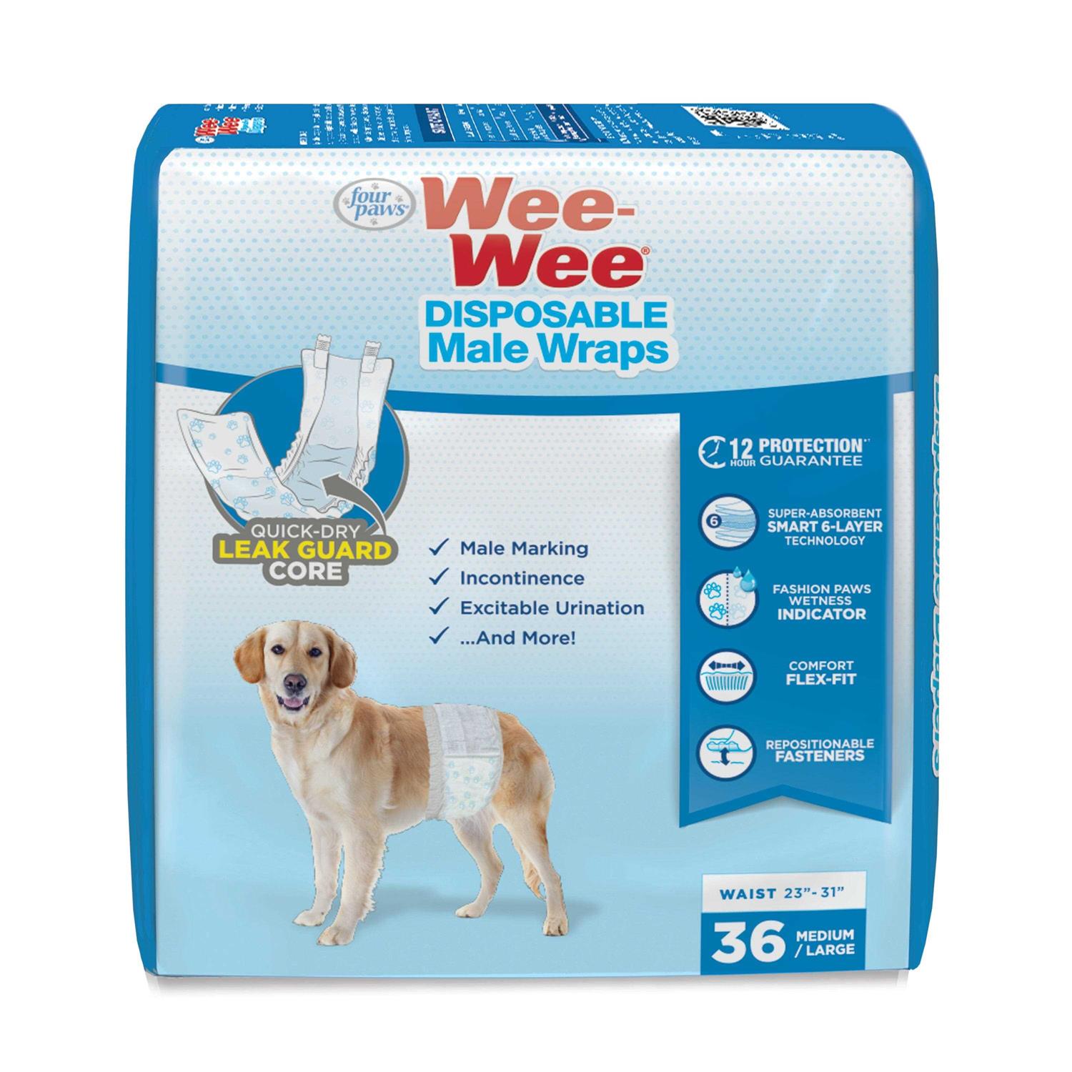 Four Paws Wee Wee Disposable Male Dog Wraps - Healthber