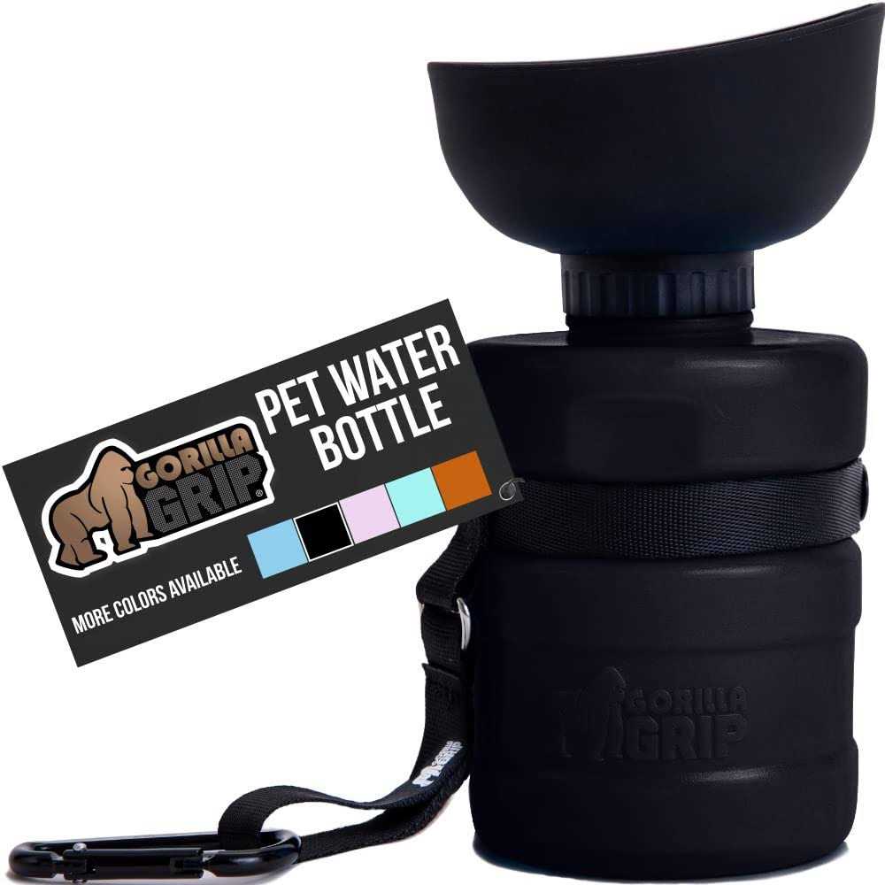 Gorilla Grip Leak Proof Portable Dog Water Bottle Multifunction Design with Bowl Cap - Healthber