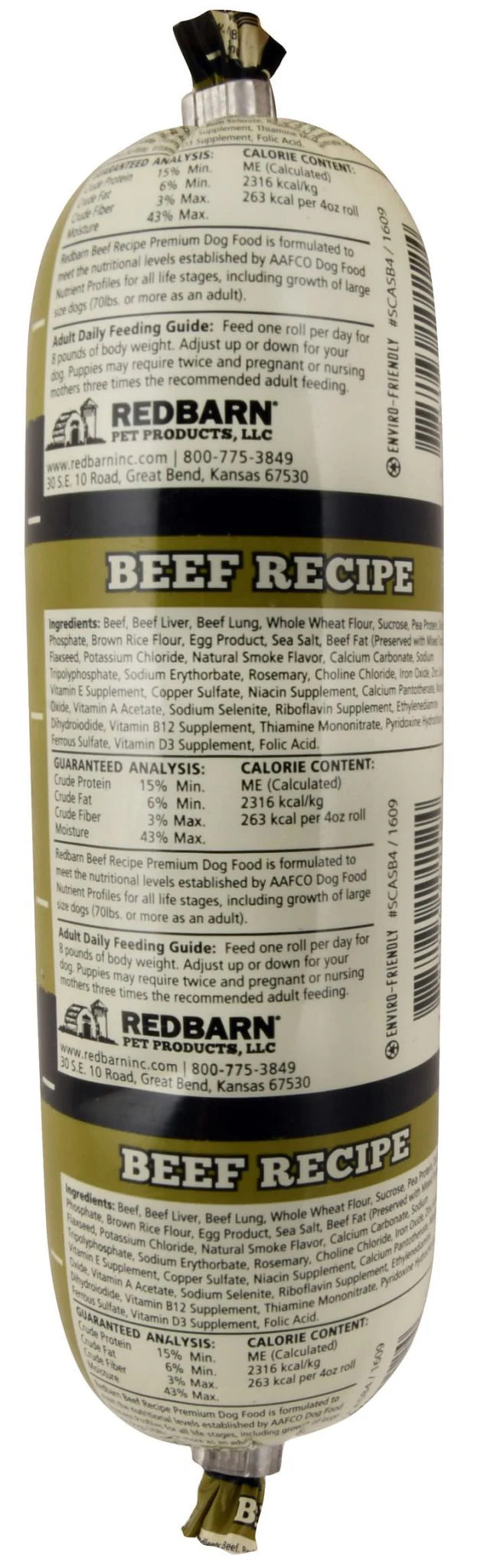 Redbarn Naturals Beef Recipe Dog Food Roll - Healthber