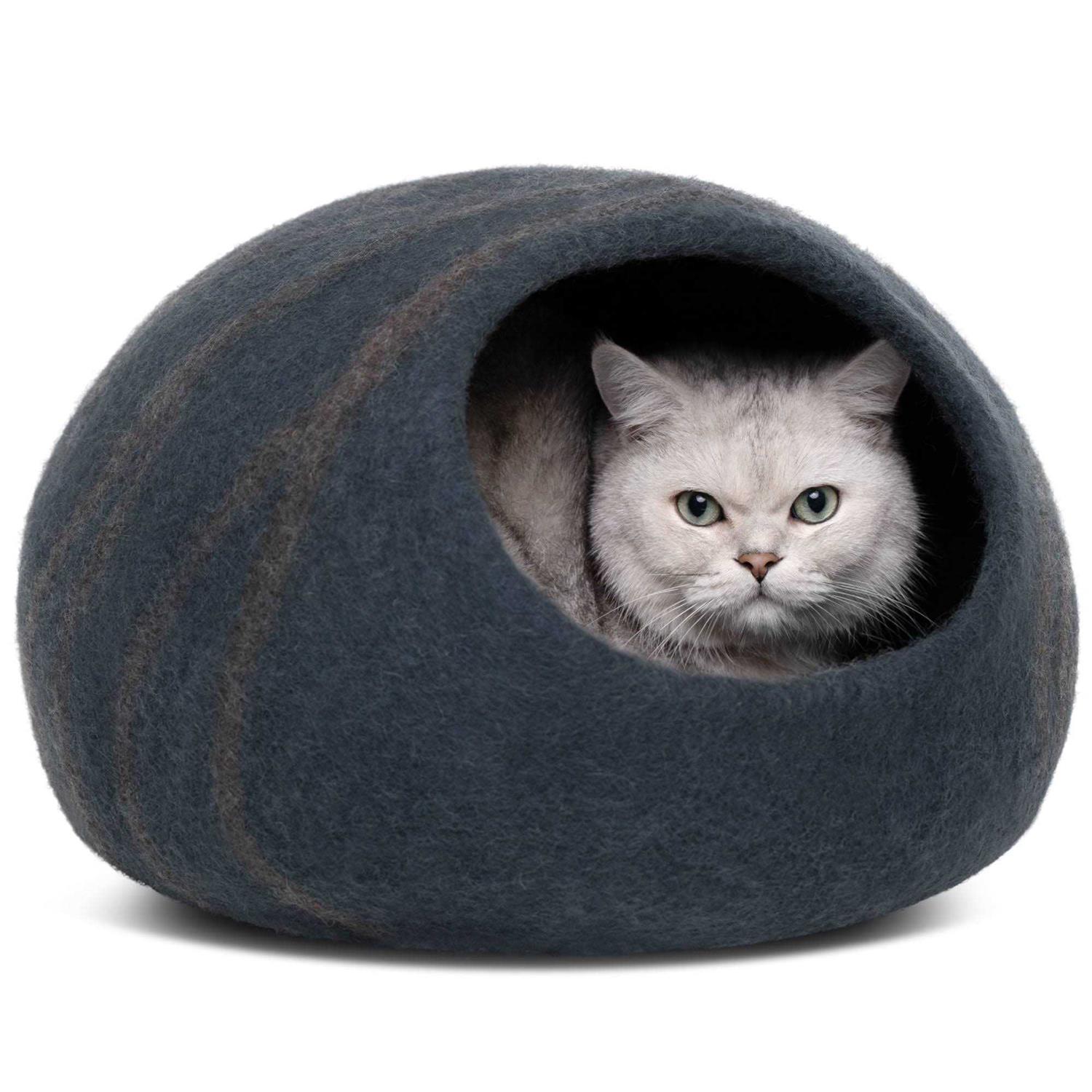 MEOWFIA Premium Felt Cat Bed Cave Handmade 100% Merino Wool Bed for Cats and Kittens - Healthber