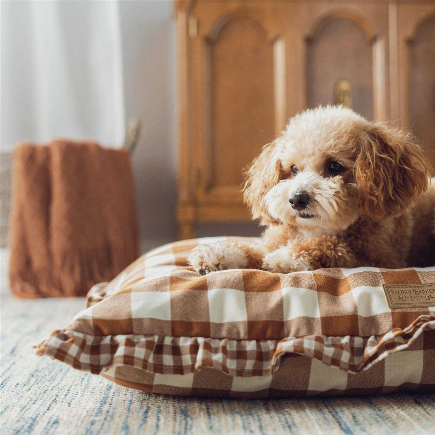 Harry Barker 24 x 5 Brown Gingham Print Envelope Dog Bed - Healthber