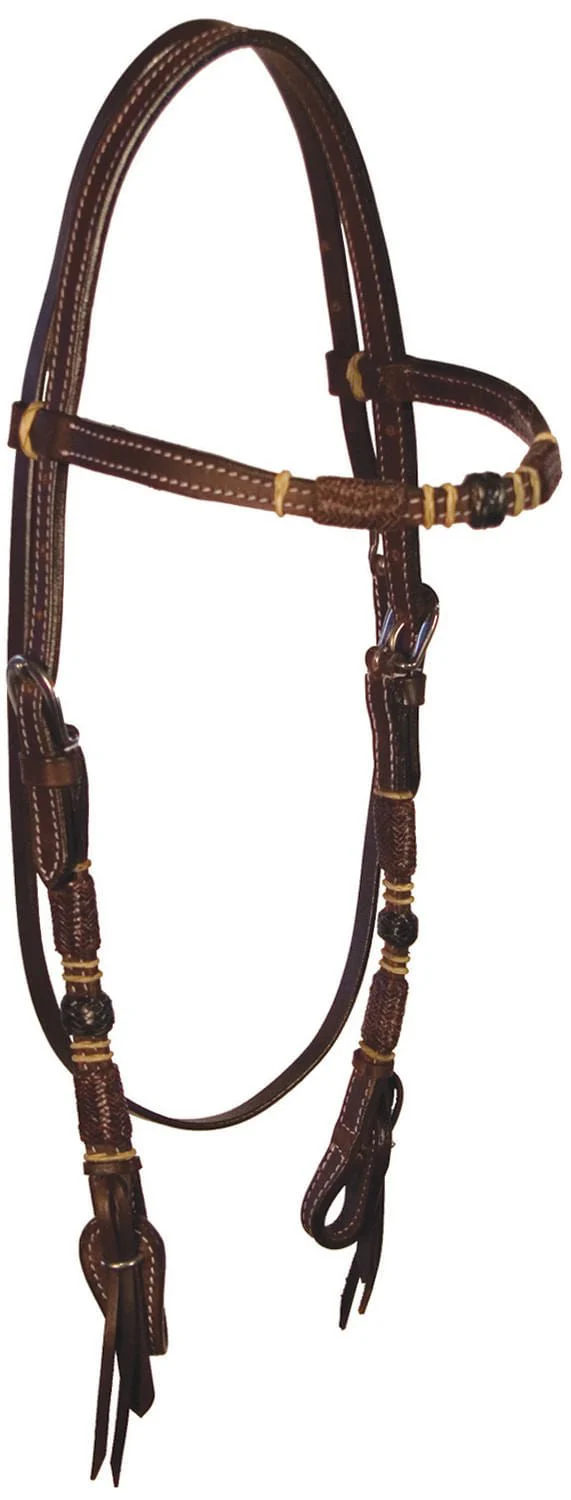 Buffalo Leather Tres Rawhide Browband Headstall - Healthber