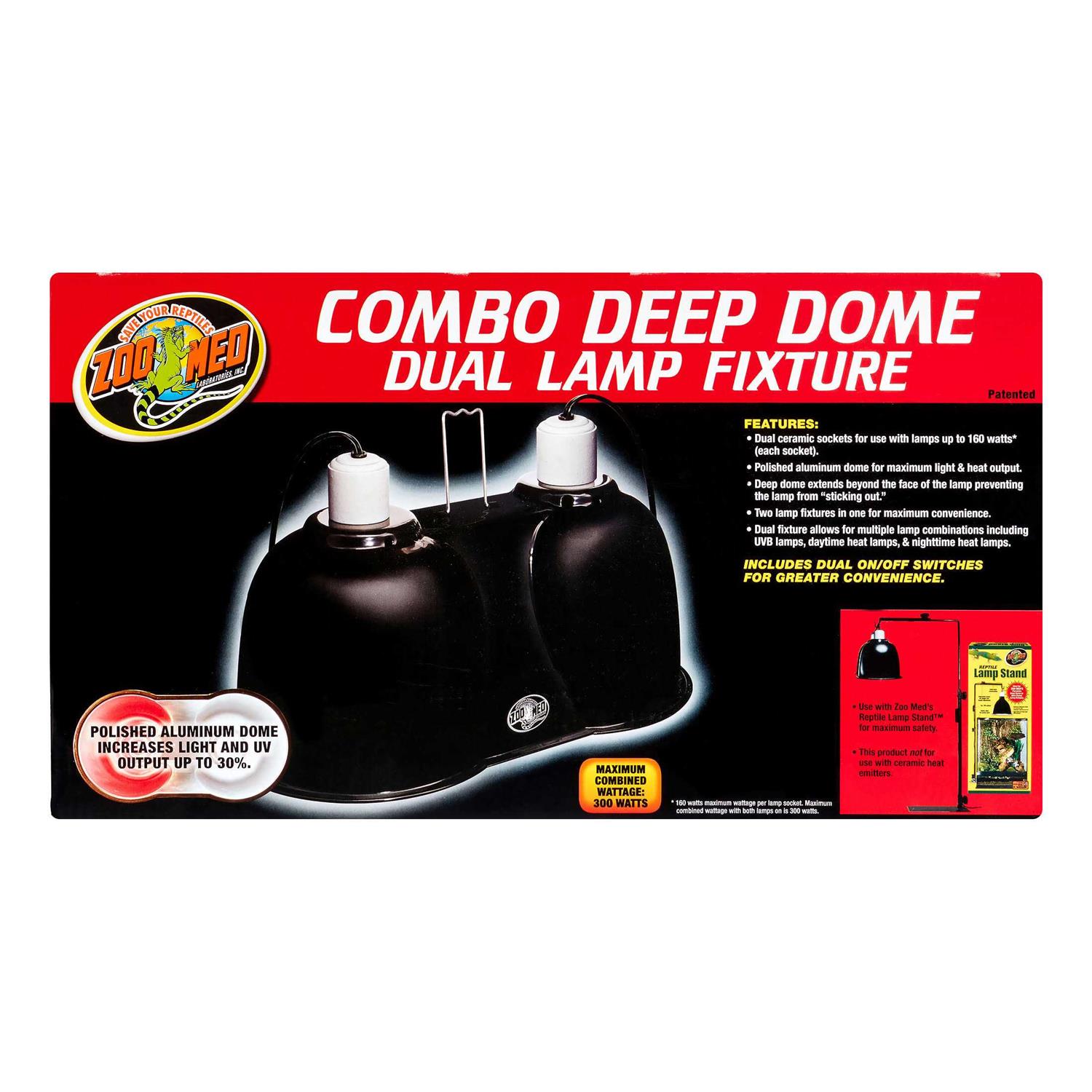 Zoo Med Combo Deep Dome Dual Lamp Fixture - Healthber