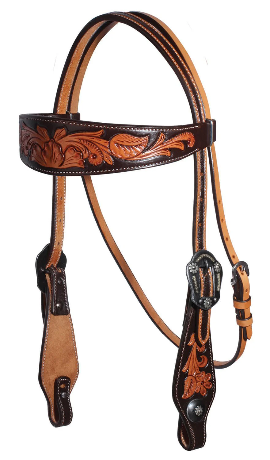Professional's Choice Chocolate Floral Browband Headstall - Healthber