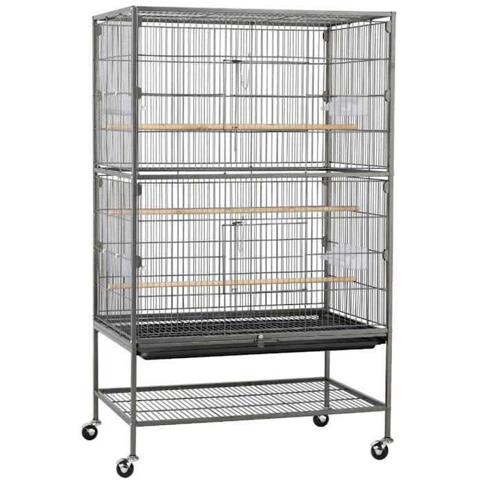 Topeakmart Black Large Bird Cage with Storage Shelf - Healthber