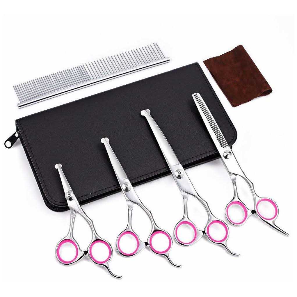 iSeaFly Dog Grooming Scissors Kit with Round Tip Set of 5 Cat Dog Scissors - Healthber