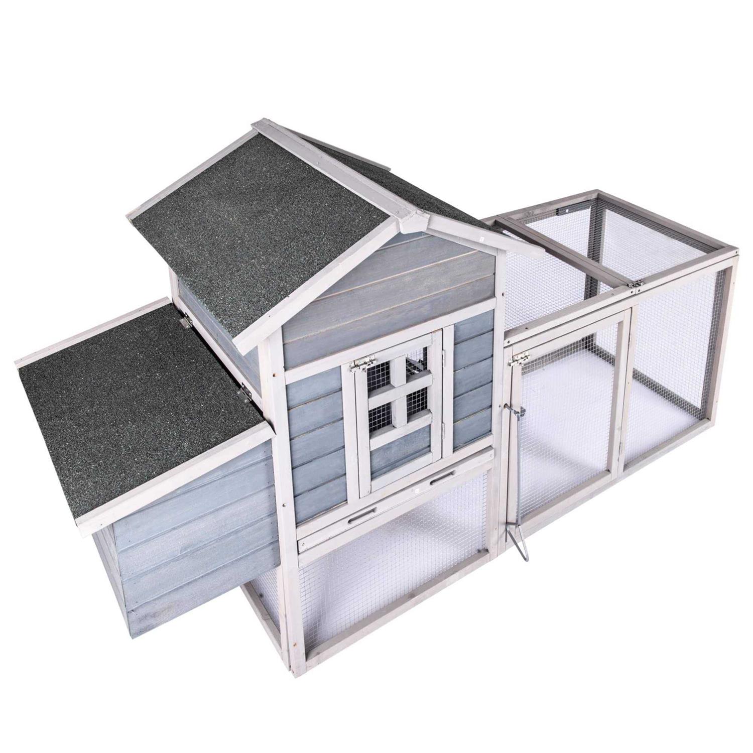 Ecolinear Chicken Coop for 2-4 Chickens House 80 Outoor Wooden Run Cage with Ramps - Healthber