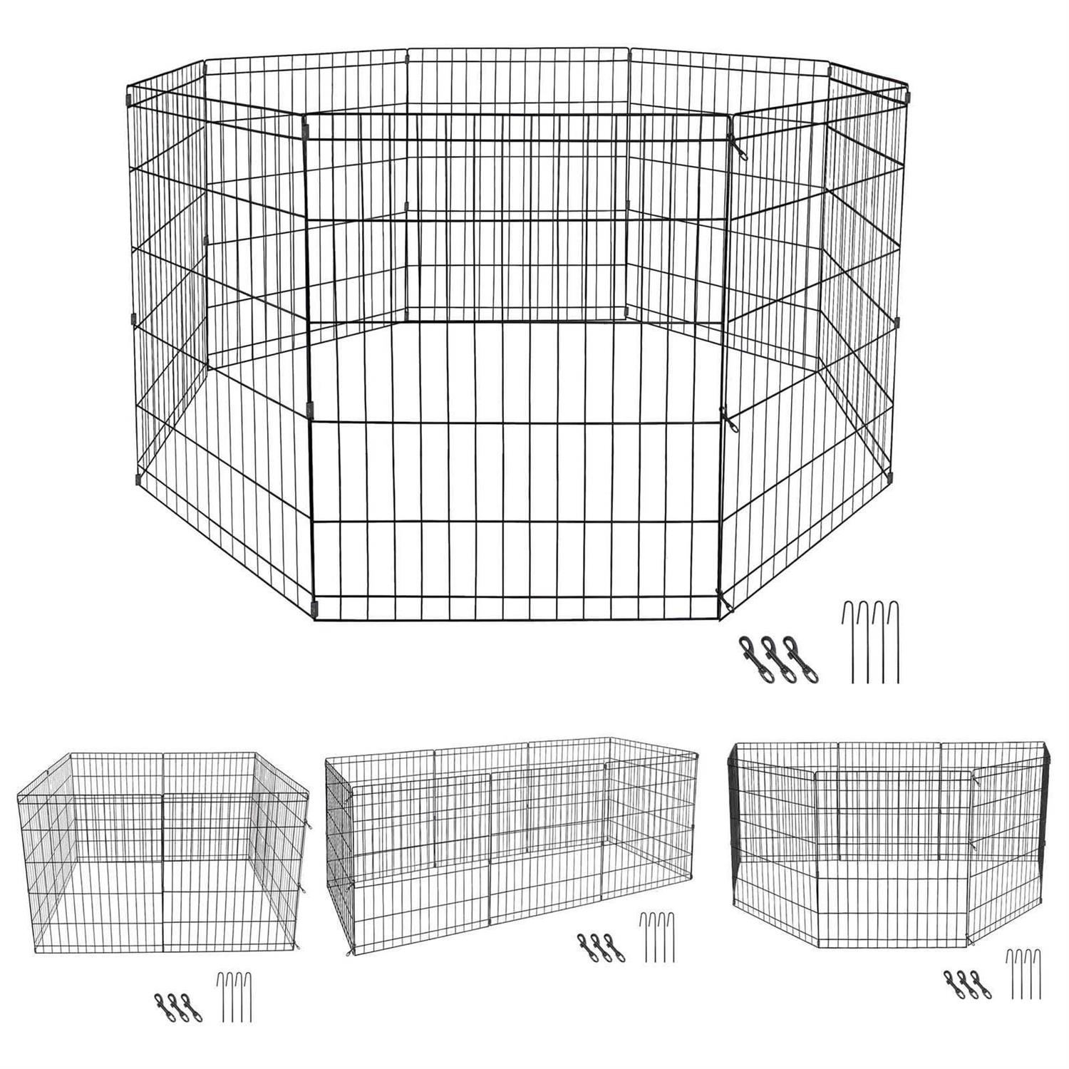 ZENSTYLE Foldable Dog Playpen Large Crate Fence 30 8 Panels Pet Exercise Cage - Healthber