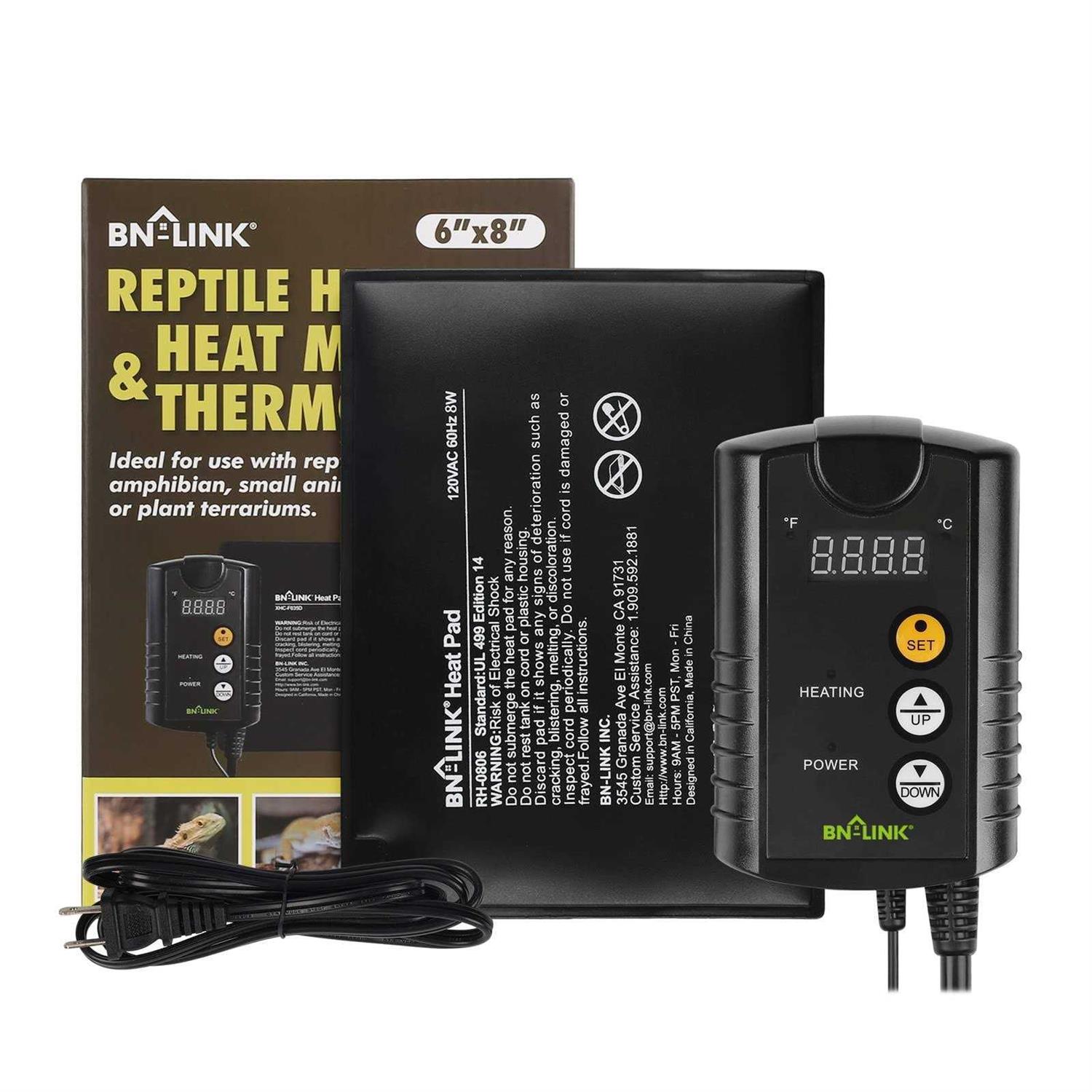 BN-LINK Durable Reptile Heating Pad 8 X Digital Thermostat Under Tank Heater Terrarium Warmer Combo Set for Turtles - Healthber