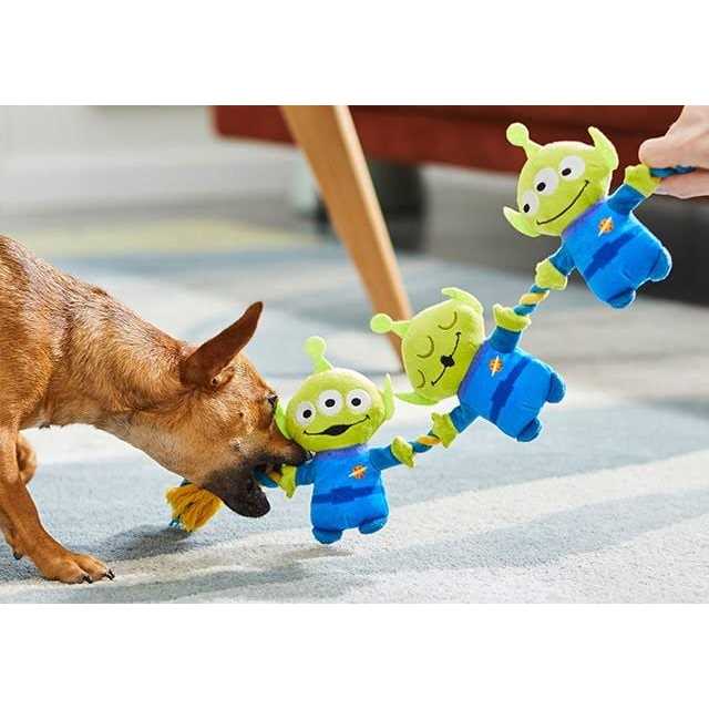Pixar Aliens Plush with Rope Squeaky Dog Toy - Healthber