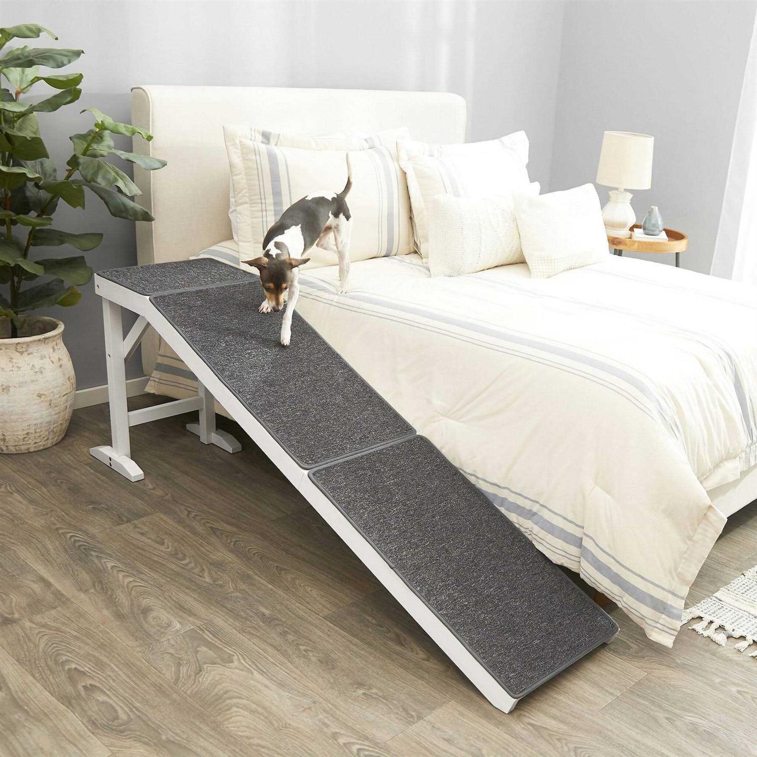 Frisco Deluxe Wooden Carpeted Cat Dog Ramp - Healthber