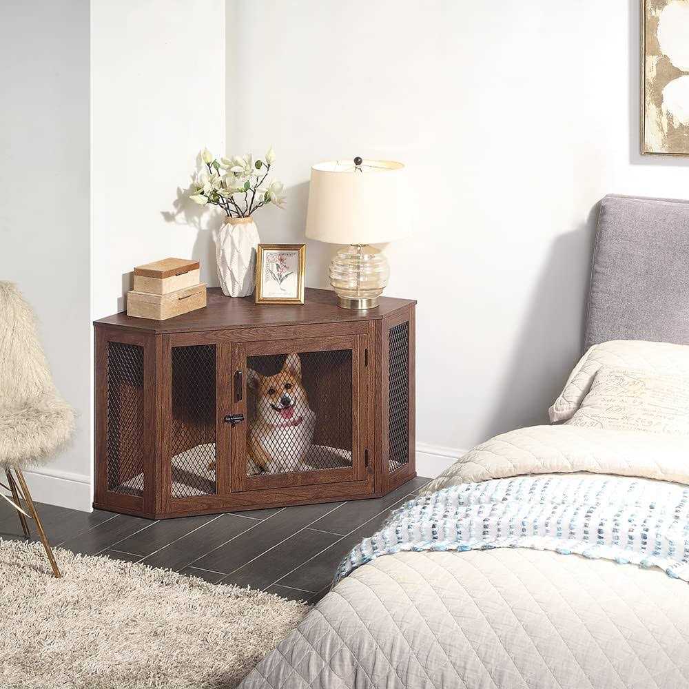 Unipaws Furniture Style Corner Dog Crate - Healthber