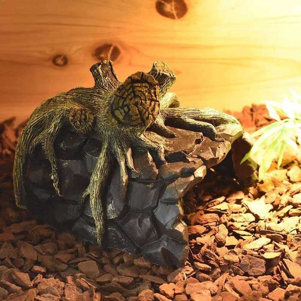 Reptile Hides and Caves Reptile Hideout Rock Hide Cave Aquarium Decor Tree Trunk Turtle Basking Hide Habitat Fish Tank Ornaments for Bearded Dragon - Healthber