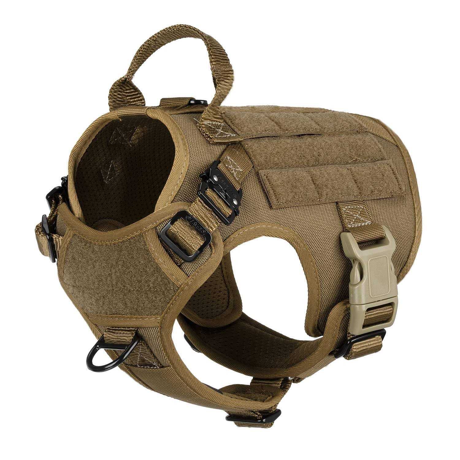 Icefang Tactical Dog Harness Size,2X Metal Buckle,Working Dog MOLLE Vest with Handle,No Pulling Front Leash Clip,Hook and Loop Panel - Healthber