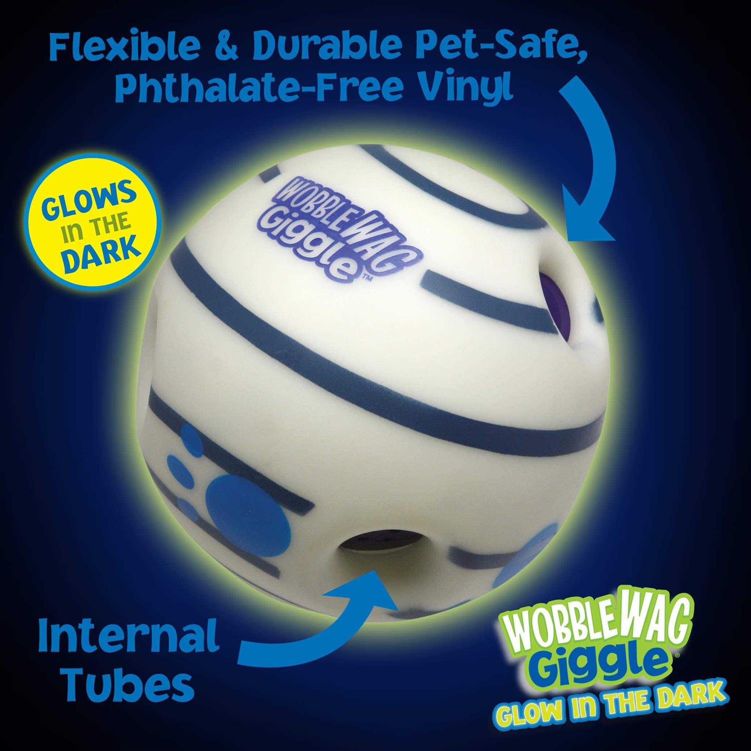 Wobble Wag Giggle Ball, Interactive Dog Toy, Fun Giggle Sounds When Rolled or Shaken - Healthber