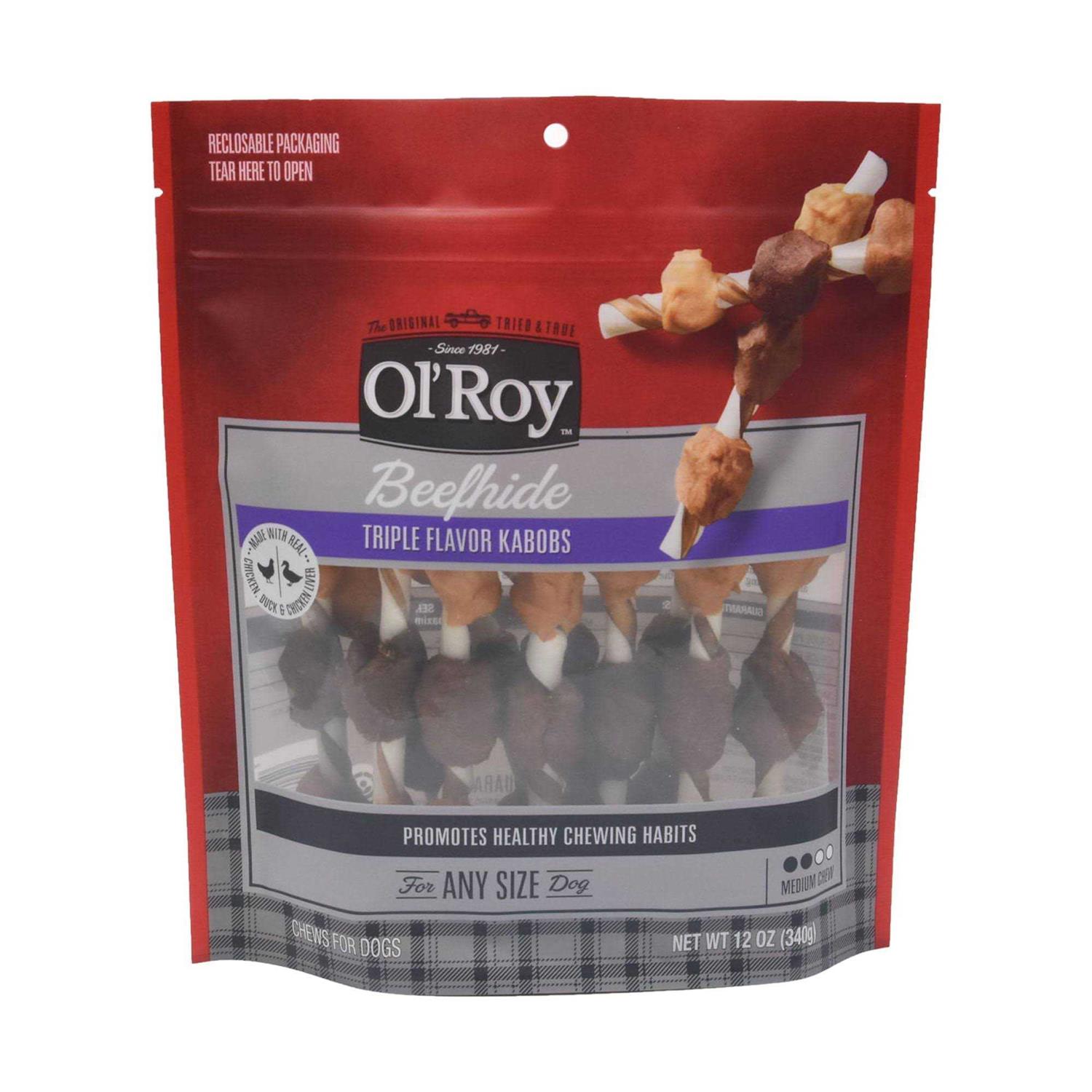 Ol’ Roy Triple Flavor Kabobs Rawhide Chews Dry for All Dogs - Healthber