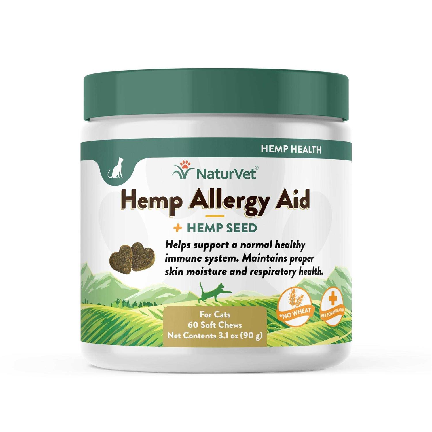 NaturVet Hemp Allergy Aid Soft Chews Cat Supplement - Healthber