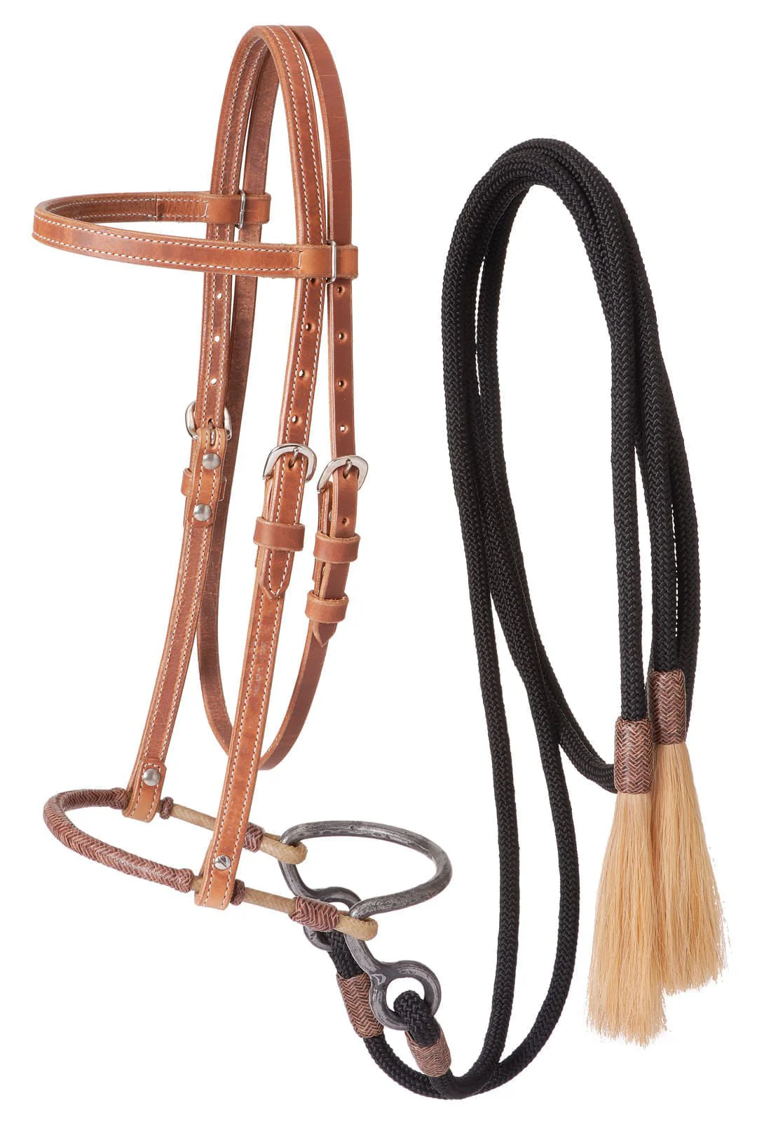 Harness Leather Headstall with Training Bosal - Healthber