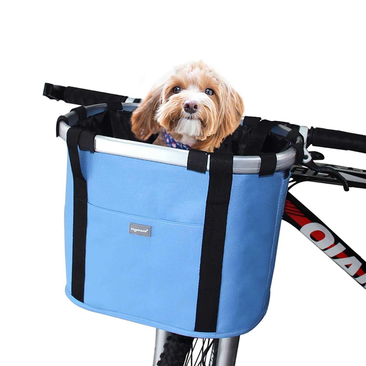 Raymace Bicycle Basket Dog Bike Handlebar Basket Front,Folding Detachable Quick Release Easy Install,Cycling Picnic Bag - Healthber