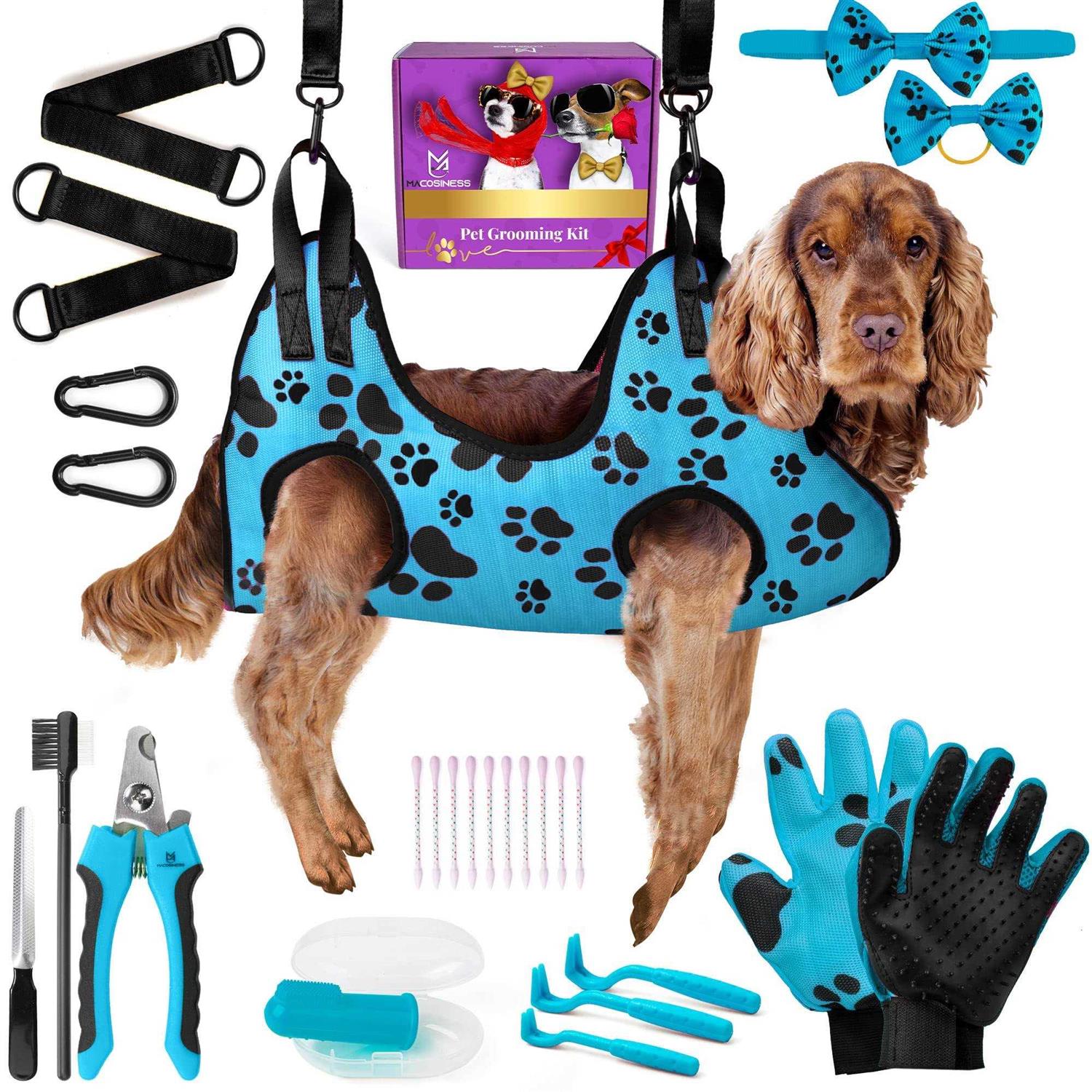 MAcosiness Pet Grooming Hammock for Nail Trimming Complete Groomers Helper Set for Pets - Healthber