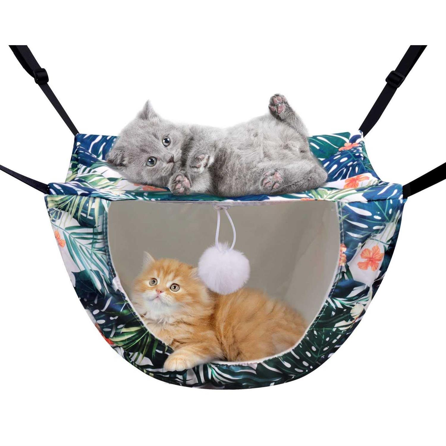 TIRTI Cat Cage Hammock, Double Layer Soft Plush Hanging Pet Bed, Suitable for Indoor Cats Kitten Ferret Hamster Rabbit or Small Animals - Healthber