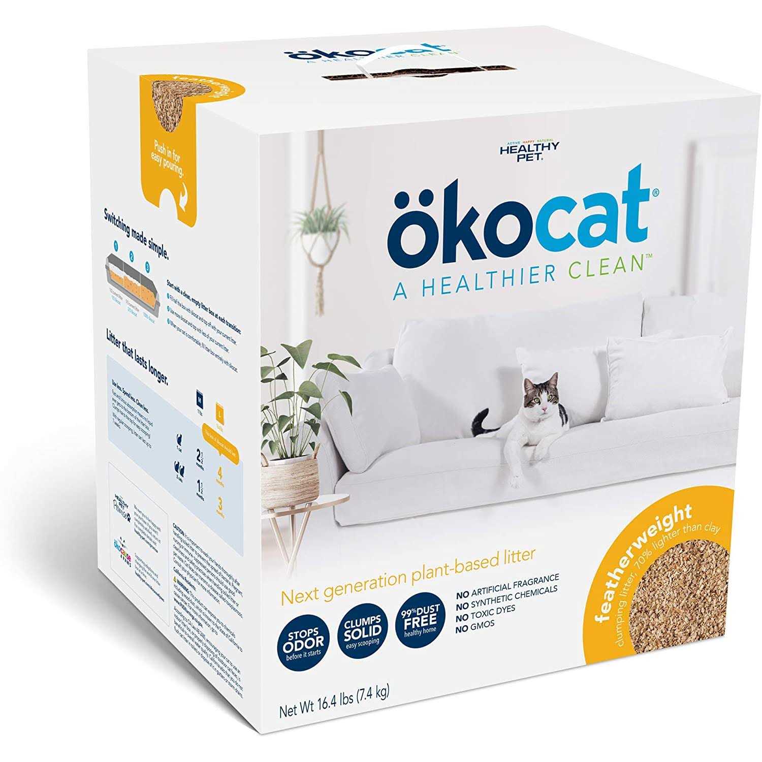 Okocat Unscented Featherweight Clumping Wood Cat Litter - Healthber