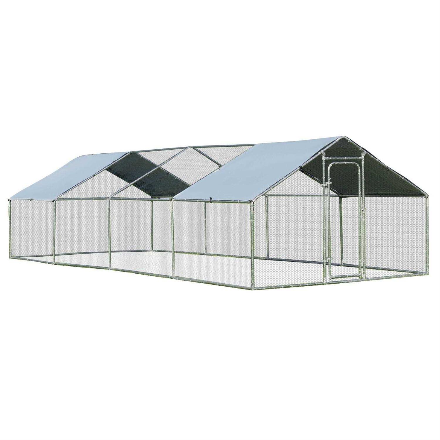 Costway 26.2 x 9.5 ft Large Walk-in Chicken Coop with Roof Cover - Healthber
