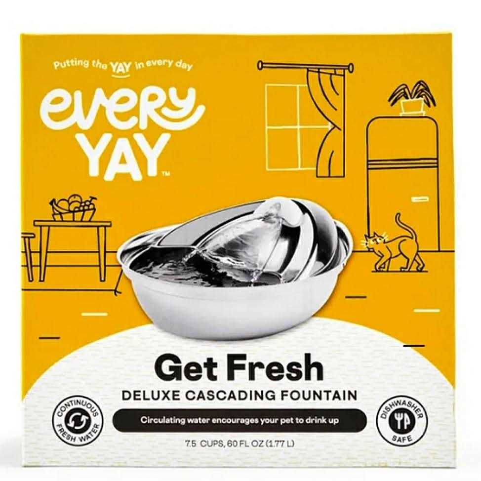 EveryYay 60-Ounce Stainless Steel Cat Water Fountain - Healthber
