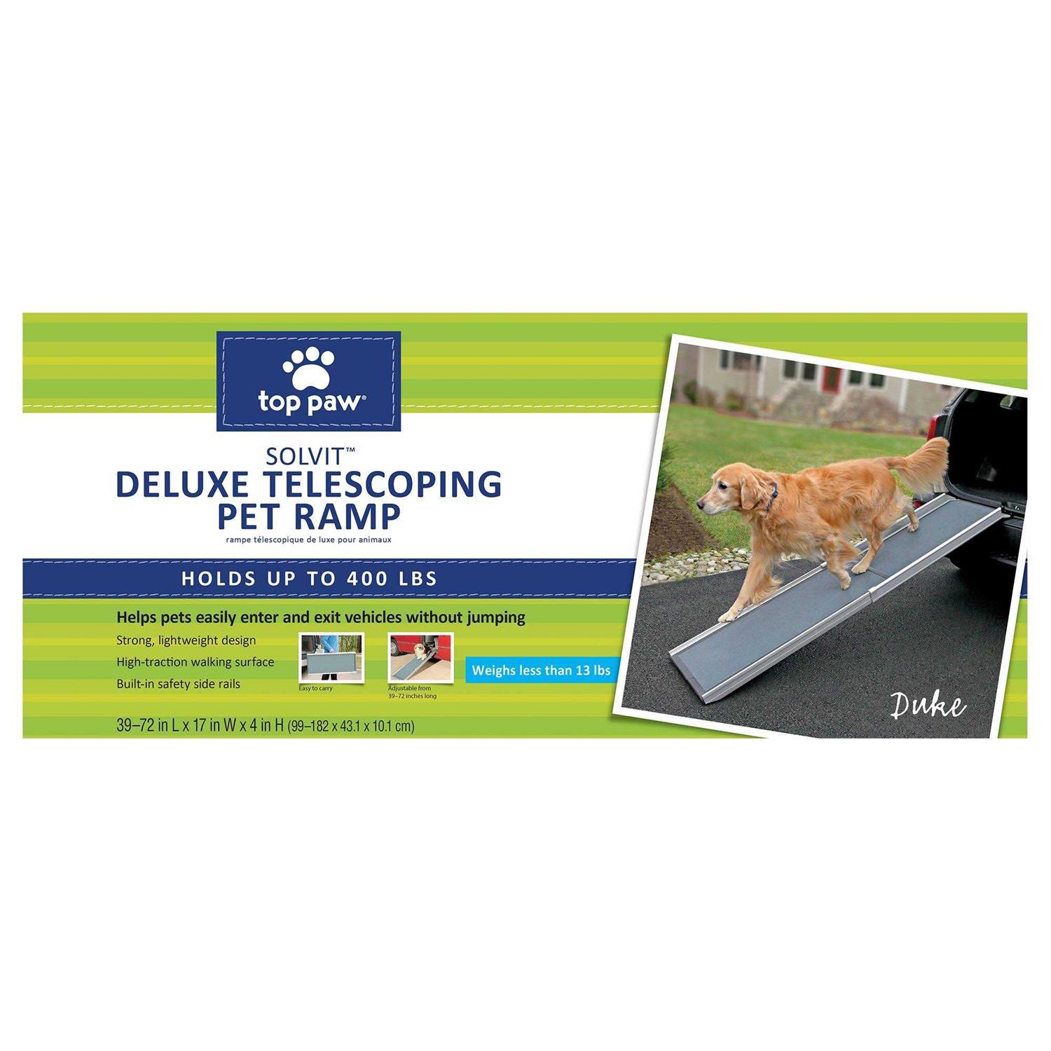 Top Paw Deluxe Telescoping Pet Ramp in Grey - Healthber