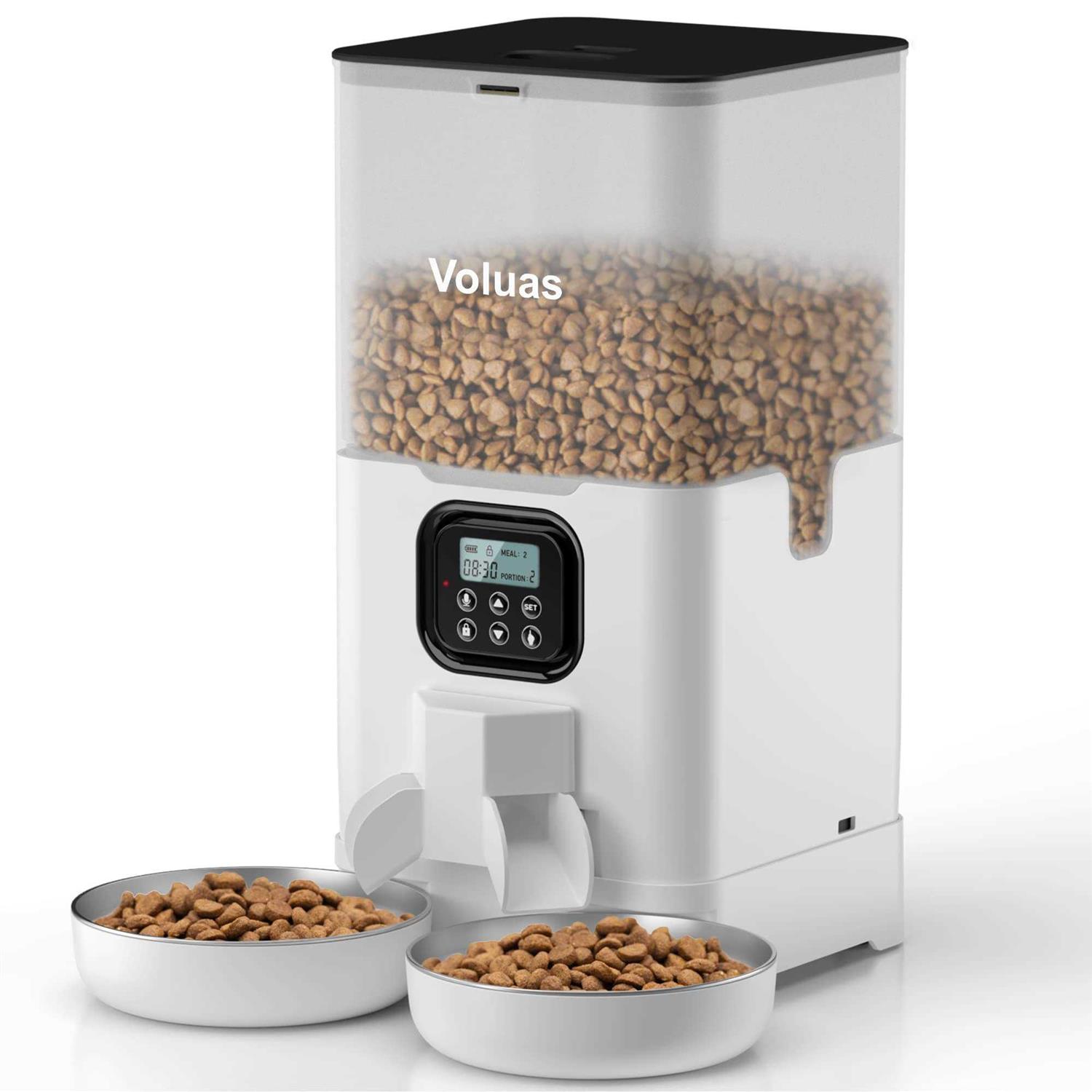 Voluas Automatic Cat Feeders for Two Cats Double Pet Feeder with 2 Stainless Steel Bowls - Healthber