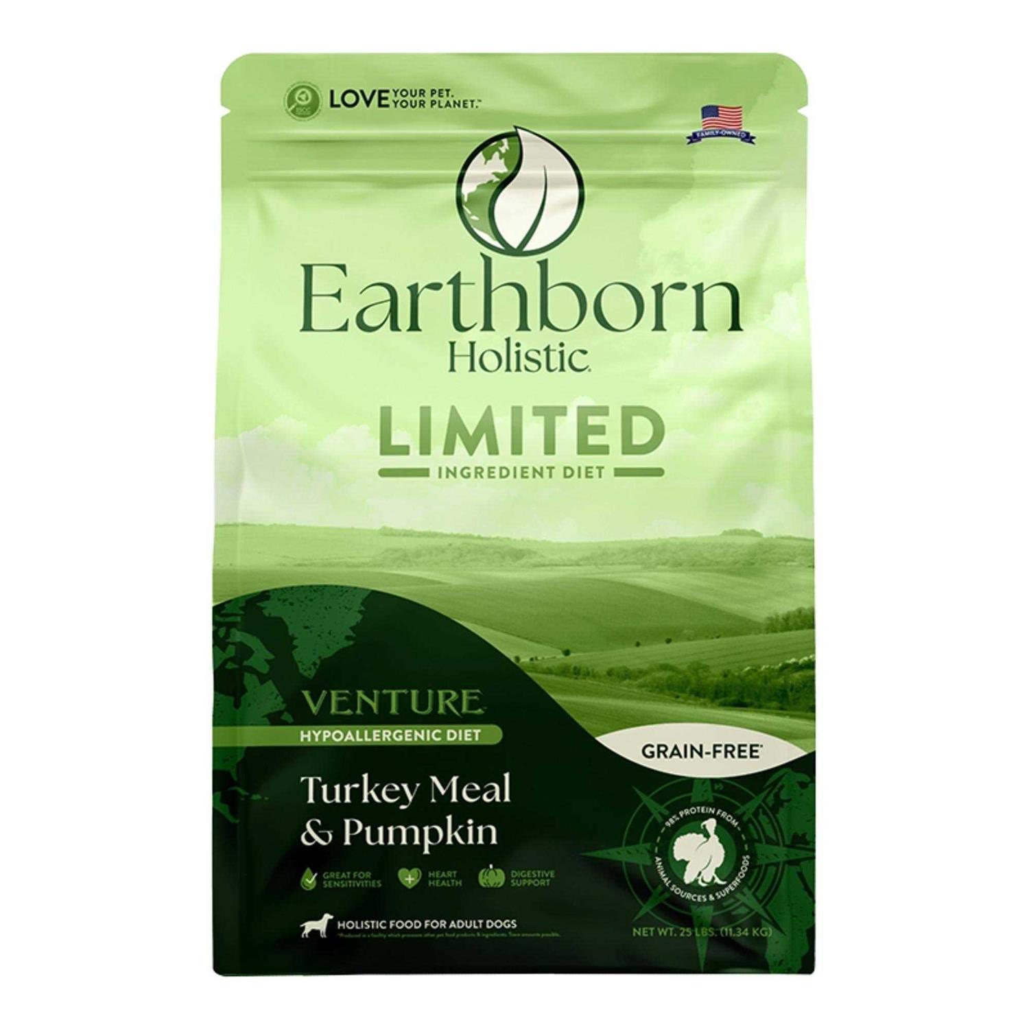 Earthborn Holistic Venture Limited Ingredient Grain Free Turkey Meal & Pumpkin Dry Dog Food - Healthber