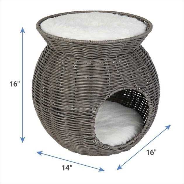 Frisco Round Wicker Cat Condo with Top Perch - Healthber