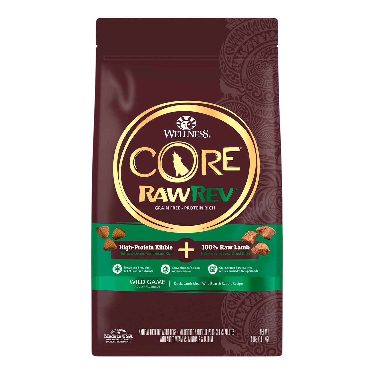 Wellness Core RawRev Natural Grain Free Wild Game Freeze Dried Dry Dog Food - Healthber