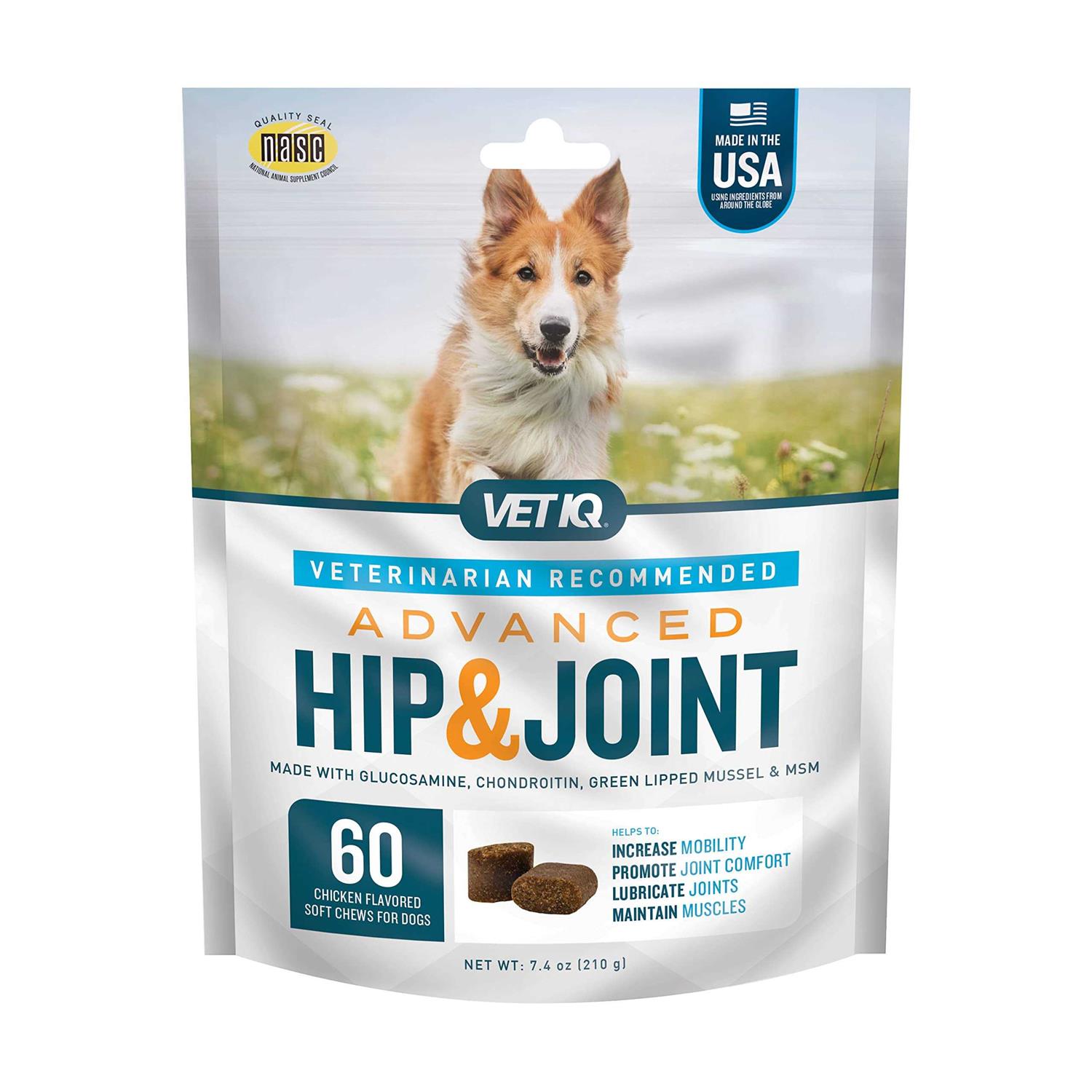 VetIQ Advanced Hip and Joint Supplement for Dogs Chicken Flavored Soft Chews - Healthber