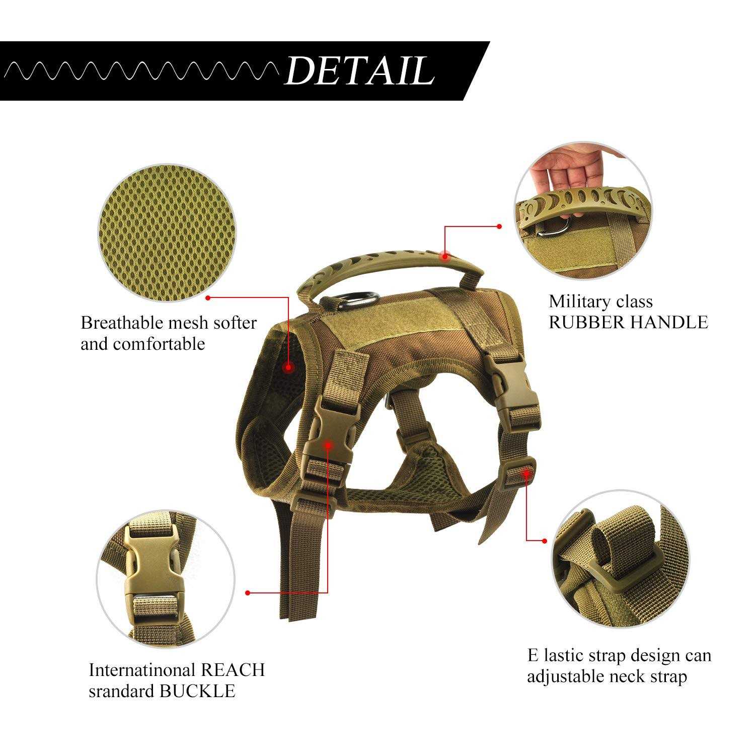 Hanshengday Tactical Service Dog Vest Harness Outdoor Training Handle Water-Resistant comfortable Military Patrol K9 Dog Harness with Handle - Healthber