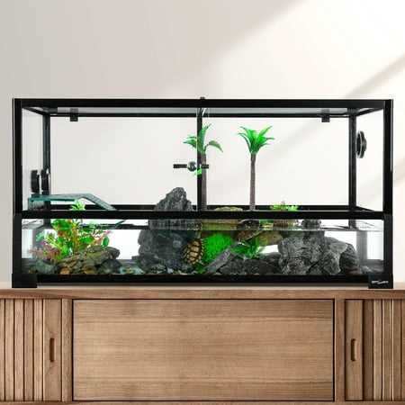 50 Gallon Large Turtle Tank Aquarium, 36 inch18 inch18 inch Tortoise Habitat Water-Land Ecological Turtle Tank with Drainage System Aquatic Turtle - Healthber