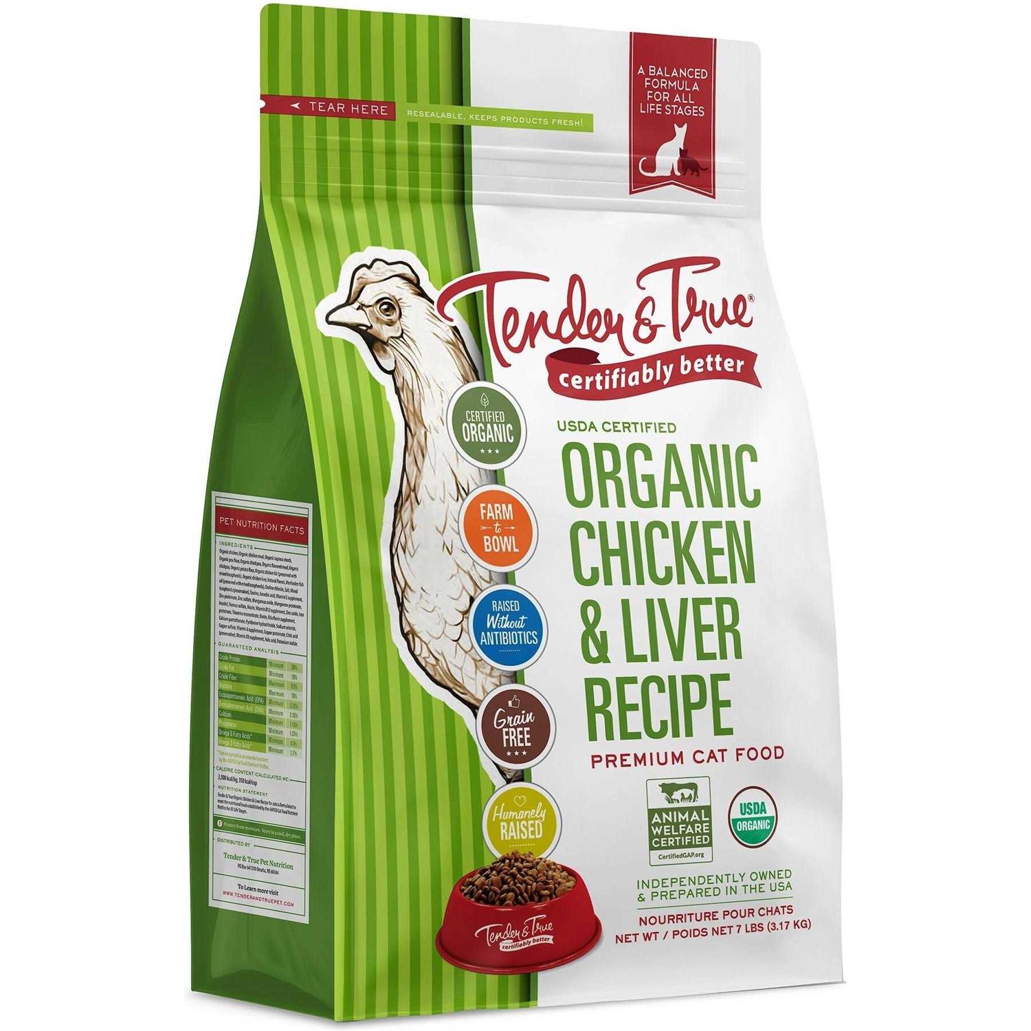 Tender & True Organic Chicken & Liver Recipe Dry Cat Food - Healthber
