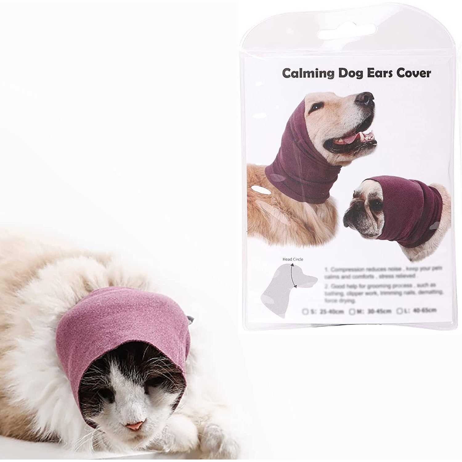 N B Dog Ears Cover for Bathing Drying and Grooming, Pet Hood for Anxiety Relief and Calming, Dog Ear Protector, Snood and Head Wear - Healthber