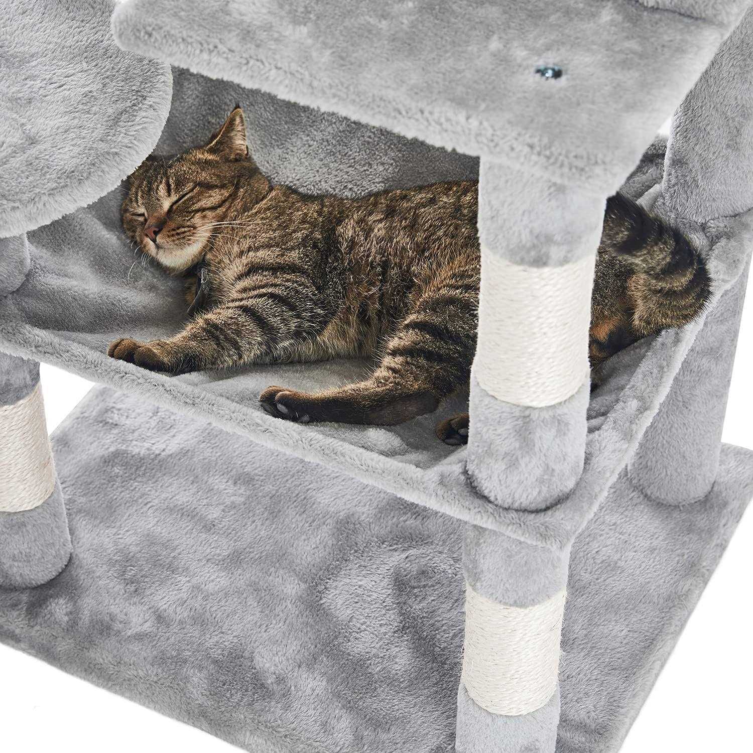 Catinsider 46.5 inches Cat Tree Multi-Level Cat Tower with Sisal-covered Scratching Posts Plush Perches Hammock and condo for ca - Healthber