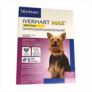 Rx Iverhart Max (ivermectin/pyrantel pamoate/praziquantel) Soft Chews, 6 Soft Chews - Healthber