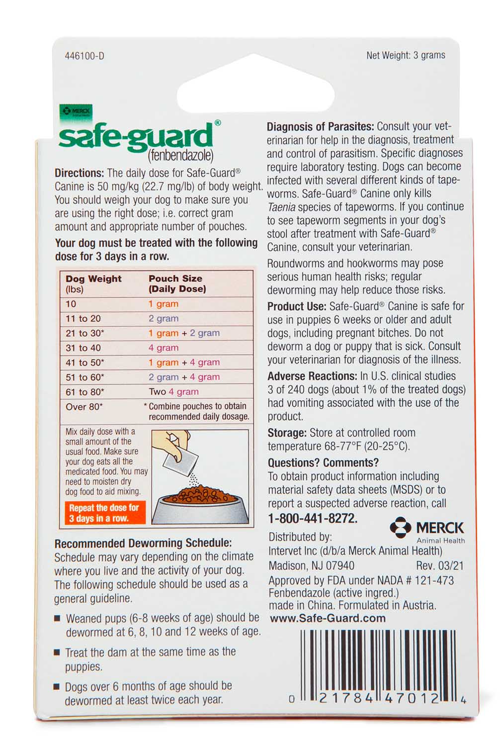 Safe-Guard Canine Fenbendazole Dewormer for Tapeworms, Roundworms, Hookworms, & Whipworms - Healthber