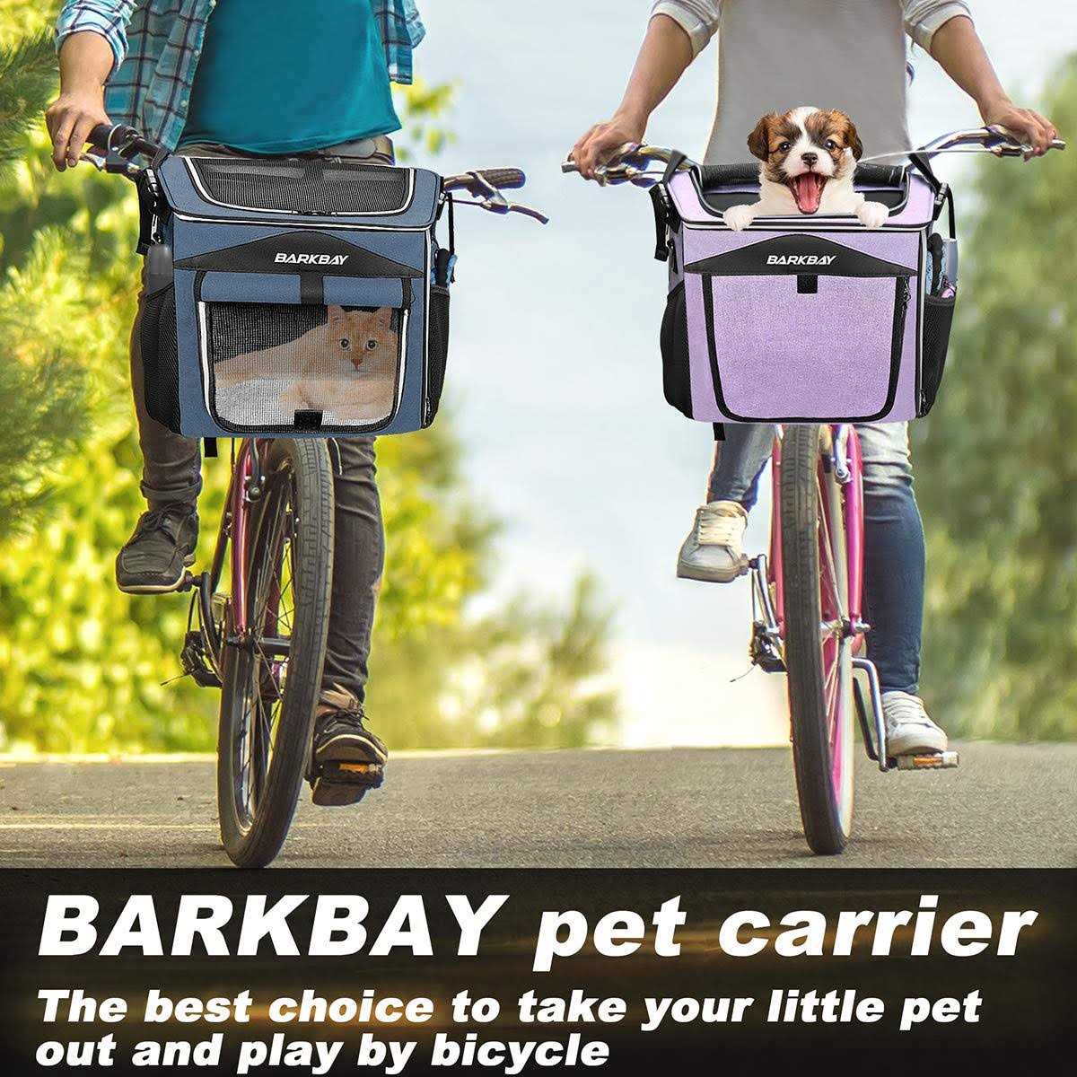 BARKBAY Dog Bike Basket Carrier Expandable Foldable Soft-Sided Dog Carrier - Healthber